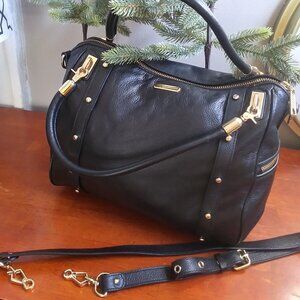 REBECCA MINKOFF Cupid Satchel Cross-Body Pebbled, Studded Black Leather Bag